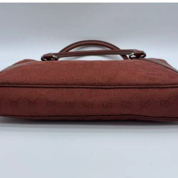 Gucci Jacquard Tote-Red Canvas-Monogrammed Canvas-Red Leather-Ruthenium - Picture 3 of 6